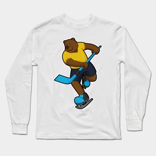 Bear at Ice hockey with Ice hockey stick Long Sleeve T-Shirt